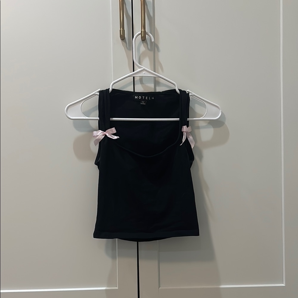 Motel Rocks Black Fitted Crop Tank Top